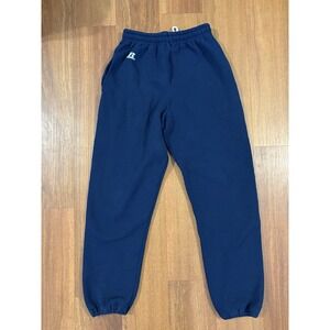 Russell Athletic Mens S Navy Blue Fleece Straight Leg Sweatpants Joggers Pockets